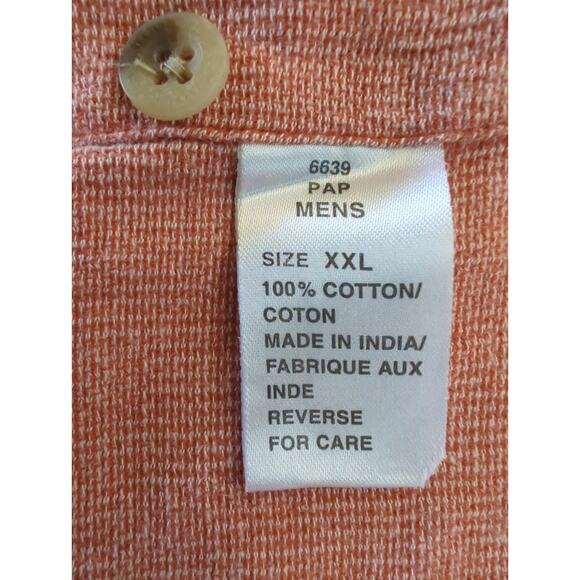 Woolrich Woven Orange Pap 100% Cotton Button Up Short Sleeve Shirt Men Size XXL - Picture 6 of 8